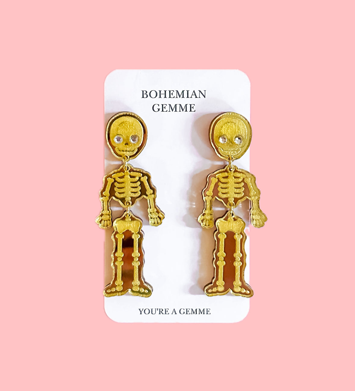 Skeleton Dangle Earrings-Gold