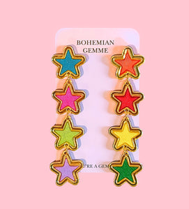 Colorful Star Drop Earrings