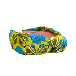 Blue and Green Floral Block Print Headband