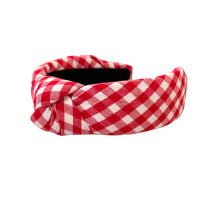 Red Gingham Knotted Headband