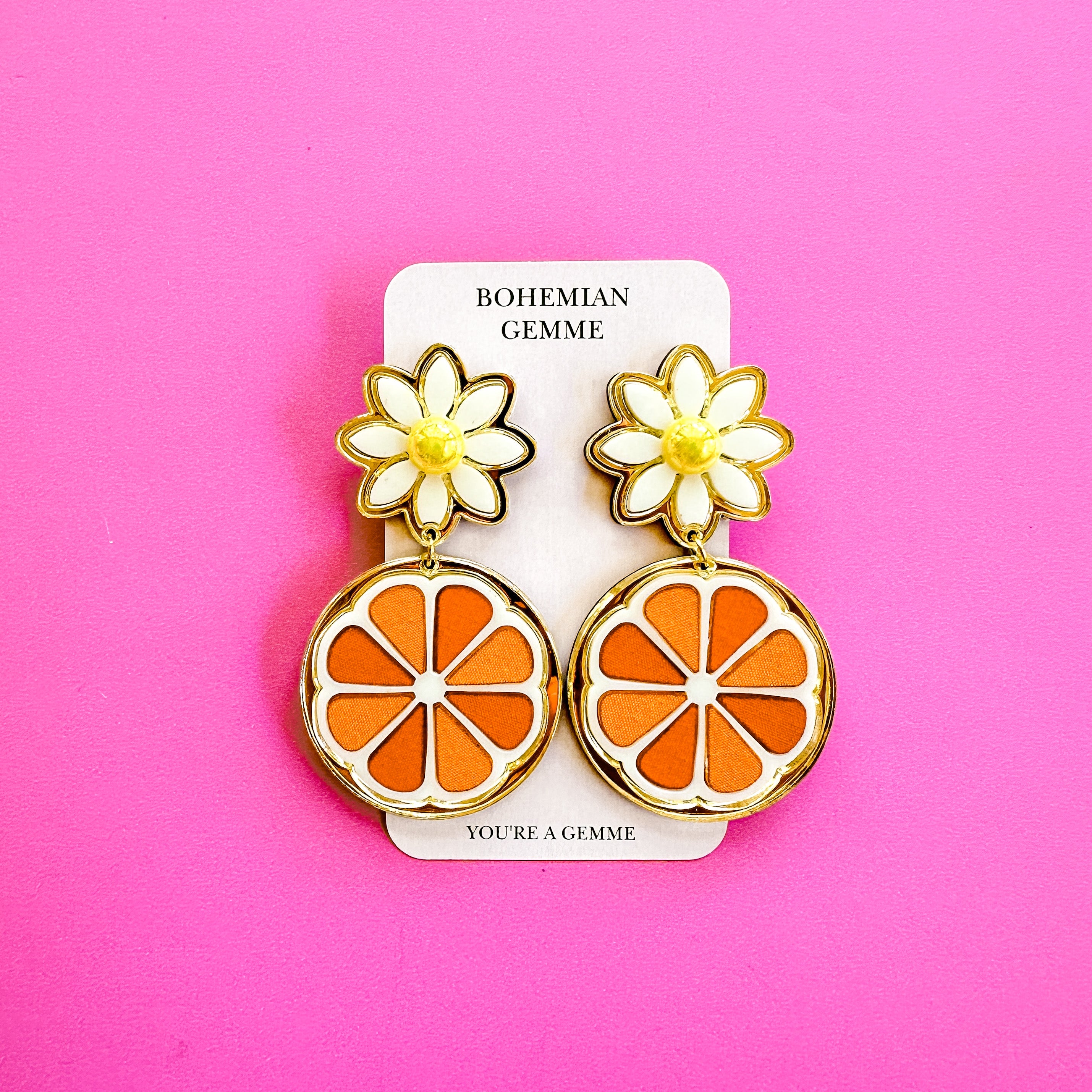 Orange Slice Daisy Earrings