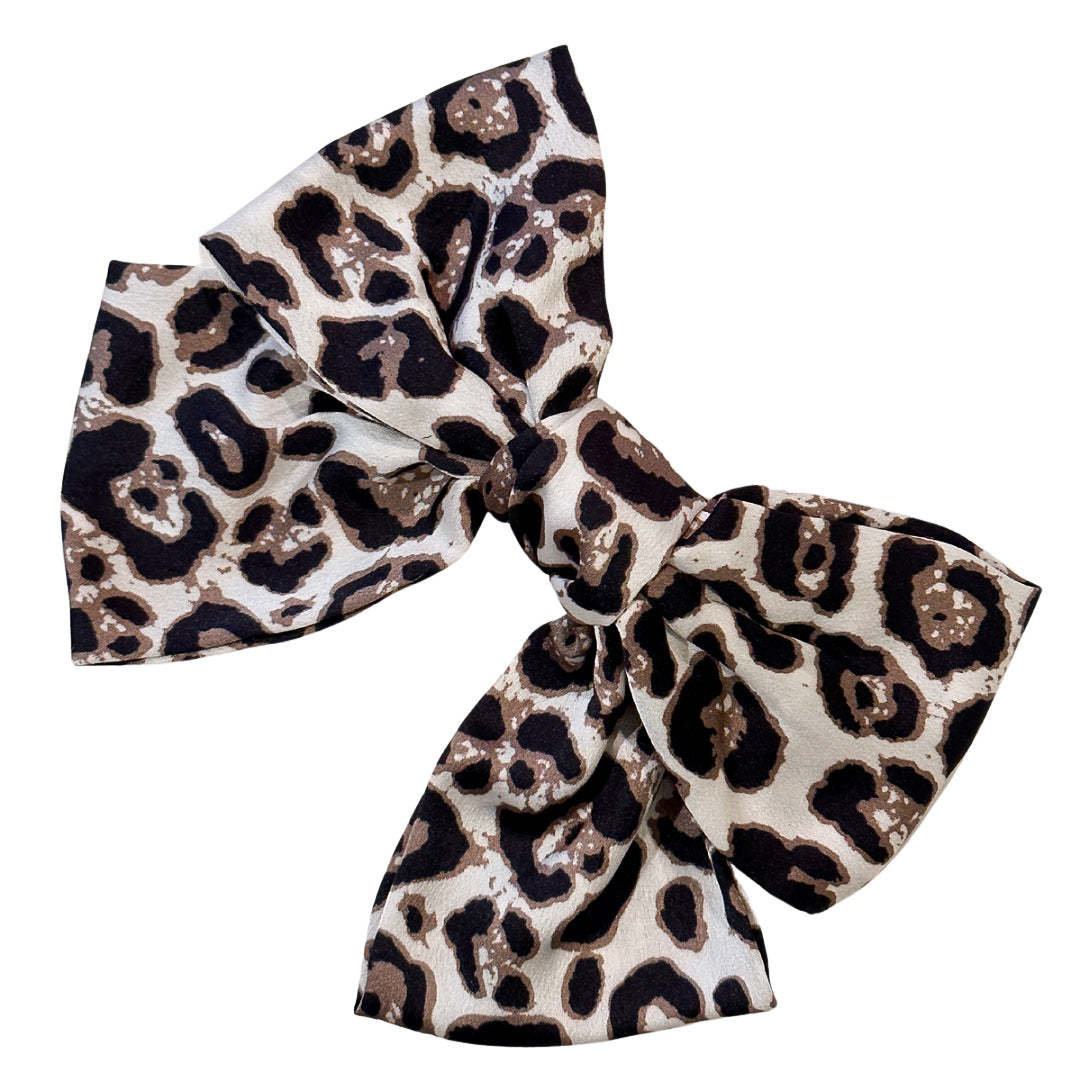 Leopard Print Hair Bow- Barrette 