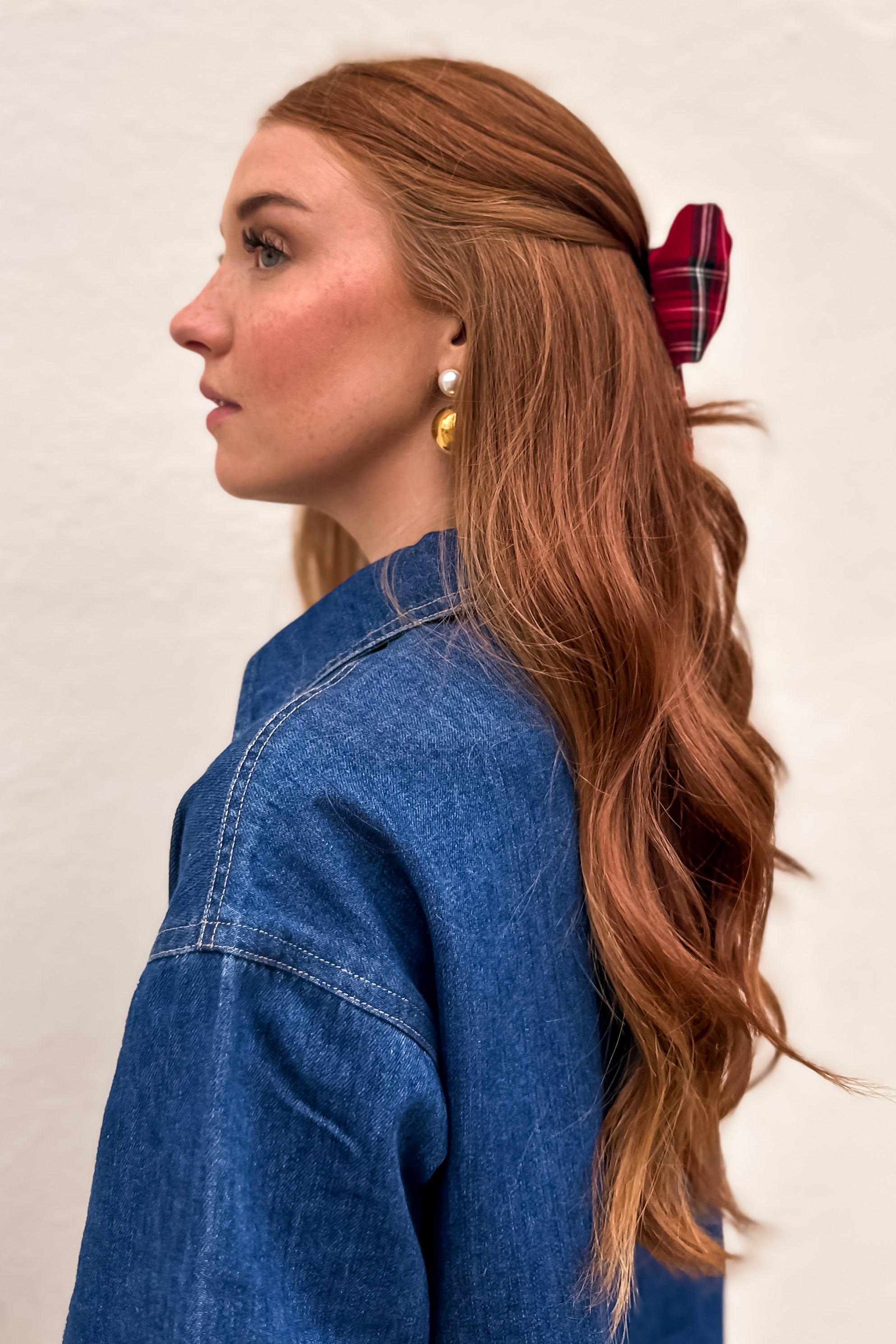 Red Tartan Hair Bow Barrette