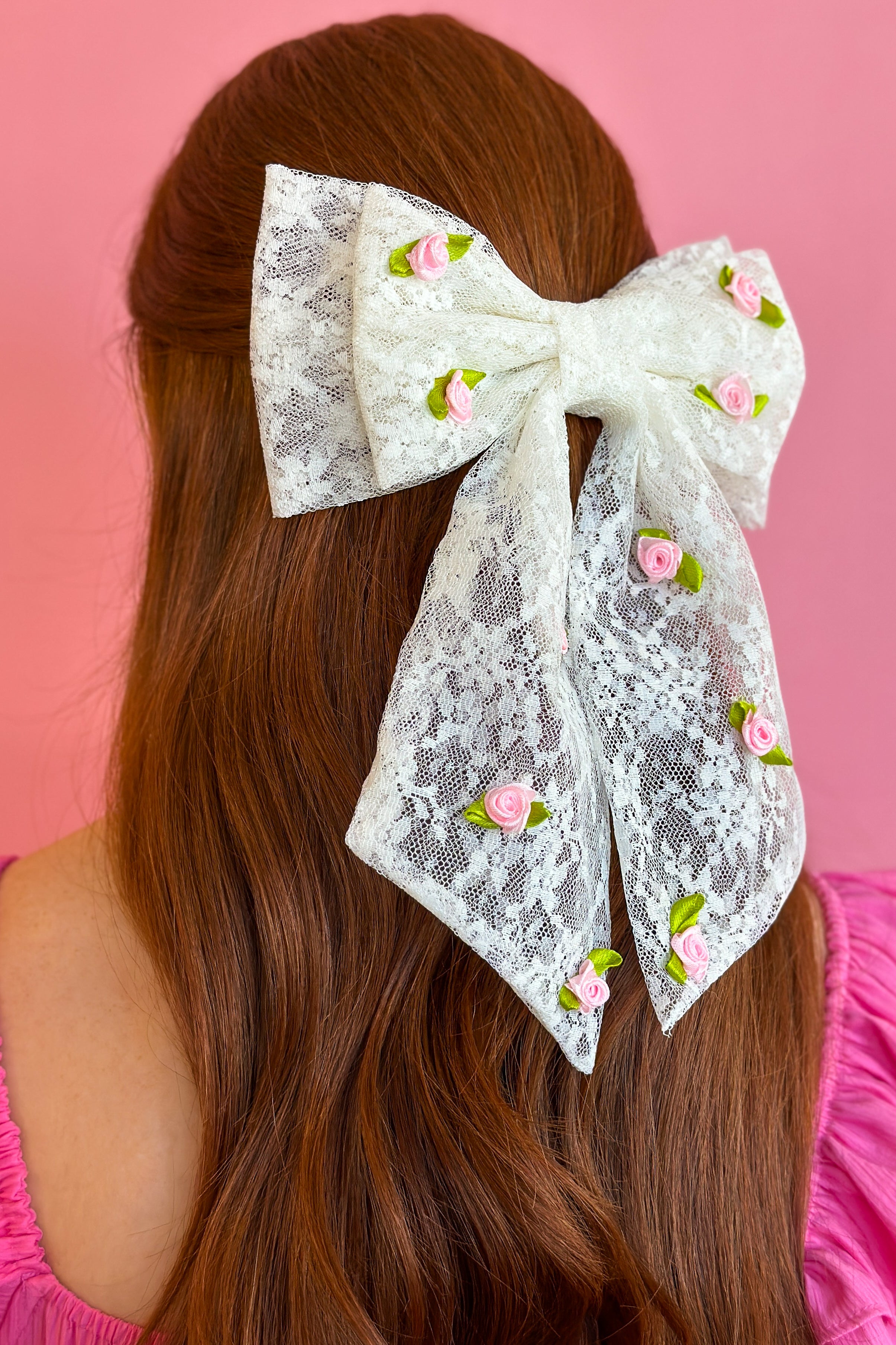 Edith White Lace Hair Bow