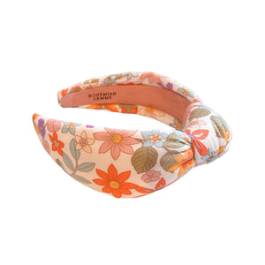 Retro Floral Knotted Headband