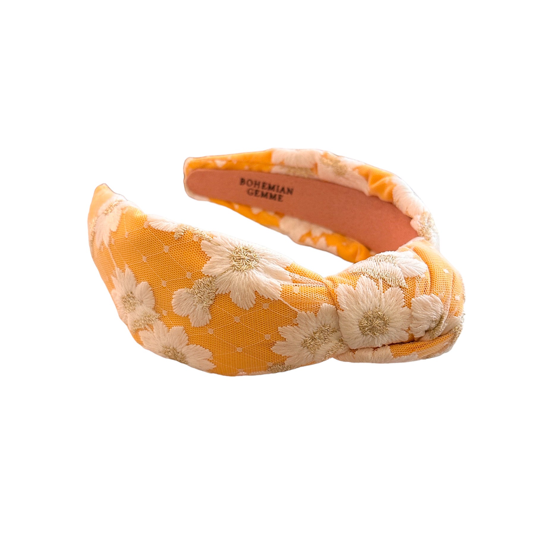 Marigold Floral Embroidered Knotted Headband