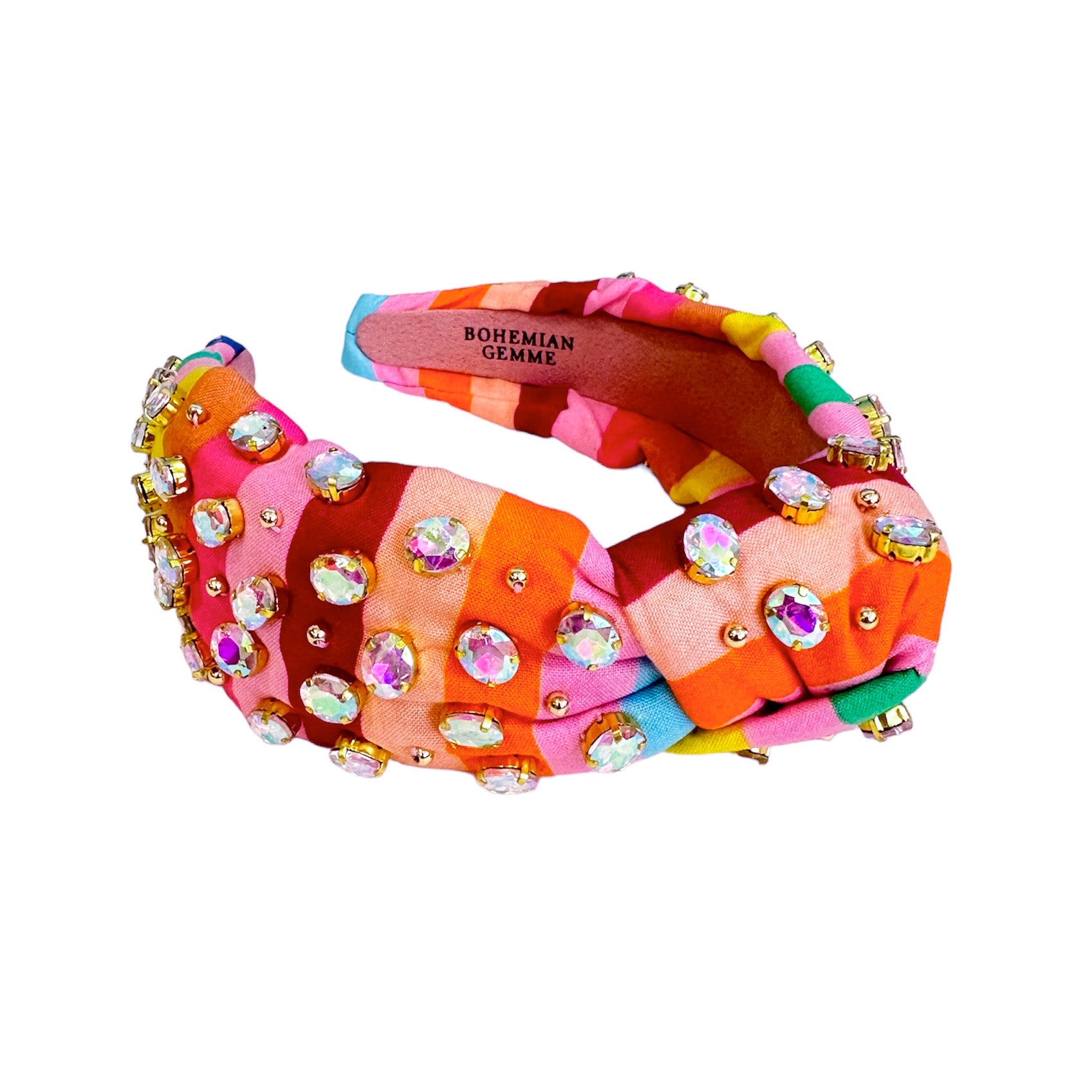 Colorful Striped Knotted Embellished Headband