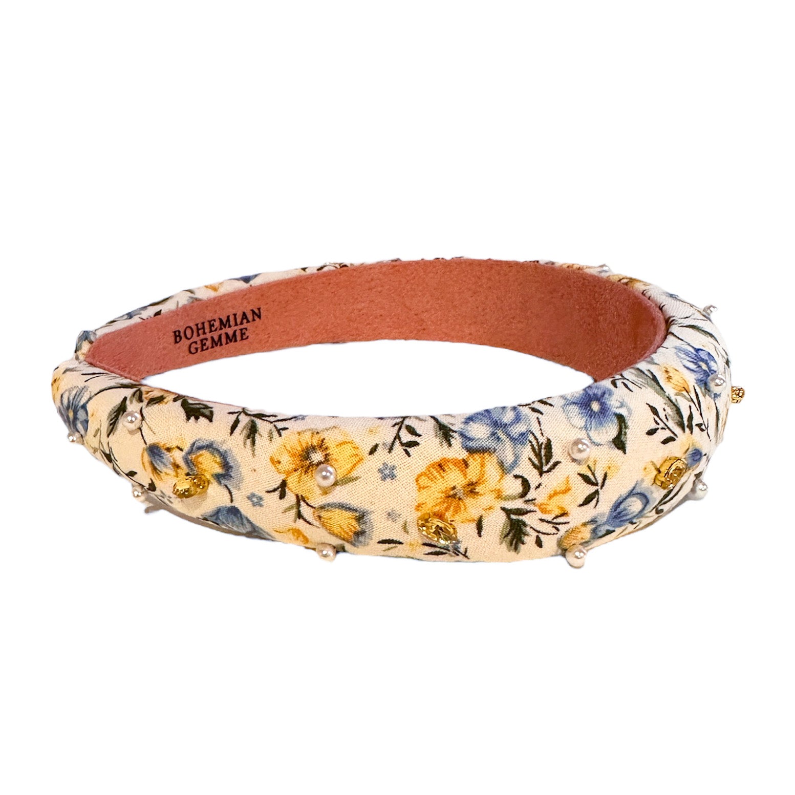 Blue Floral Slim Embellished Headband