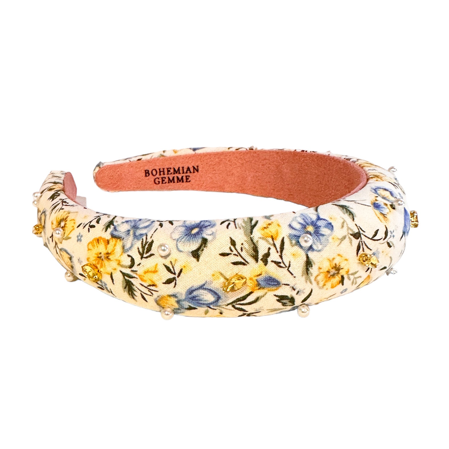 Blue Floral Slim Embellished Headband