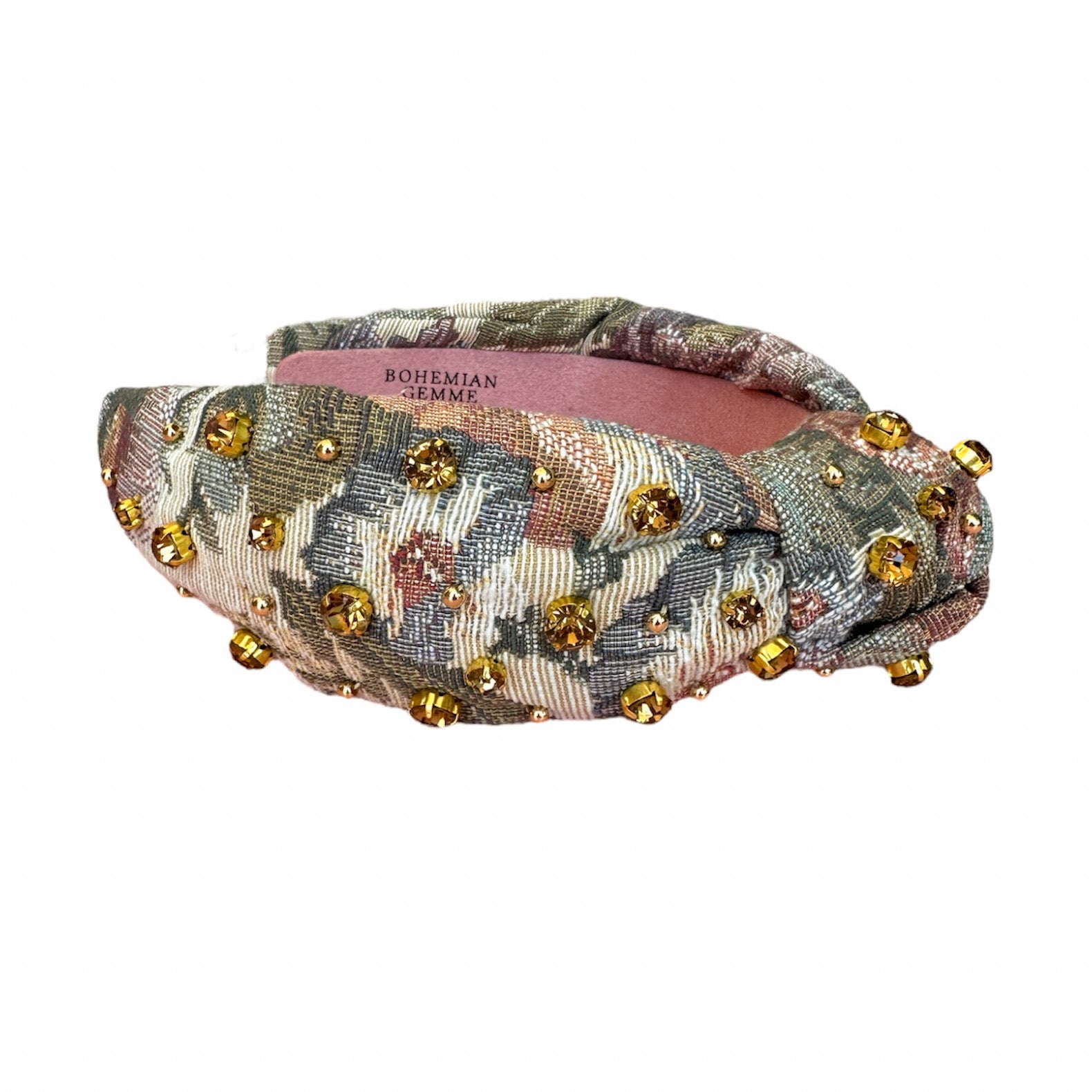 Fall Vintage Brocade Embellished Knotted Headband