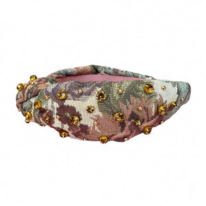 Fall Vintage Brocade Embellished Knotted Headband