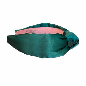 Fall Hunter Green Satin  Knotted Headband