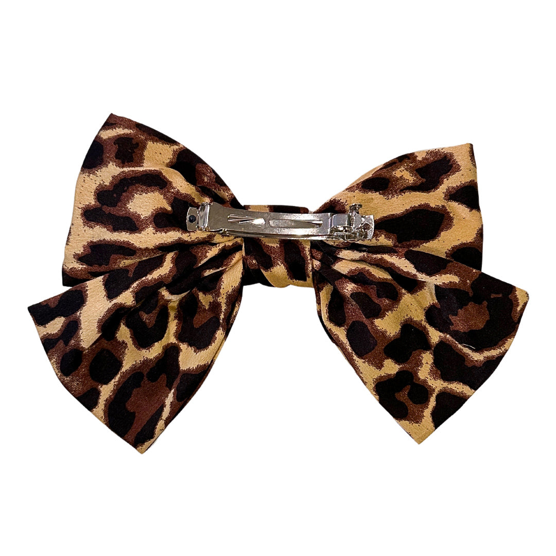 Leopard Print Hair Bow- Barrette 