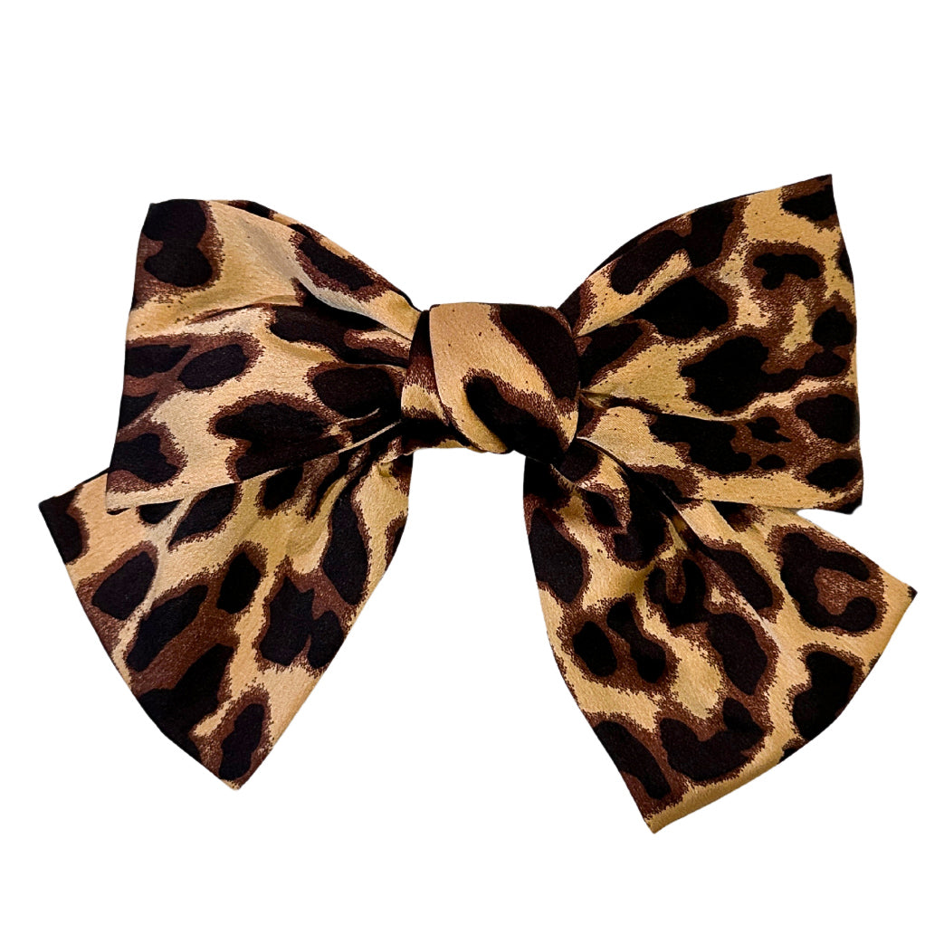 Leopard Print Hair Bow- Barrette 