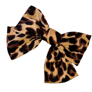 Leopard Print Hair Bow- Barrette 