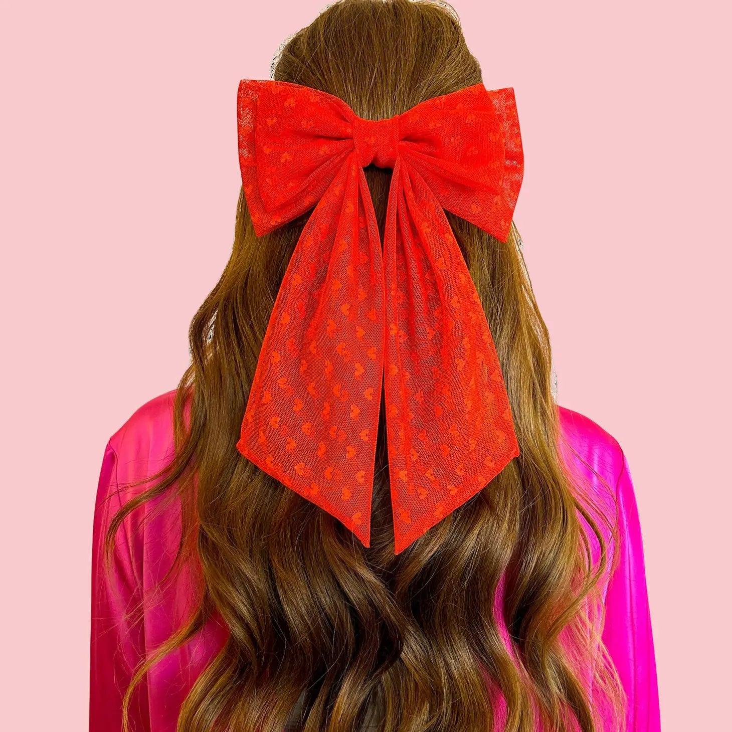 Valentines Heart Tulle Hair Bow