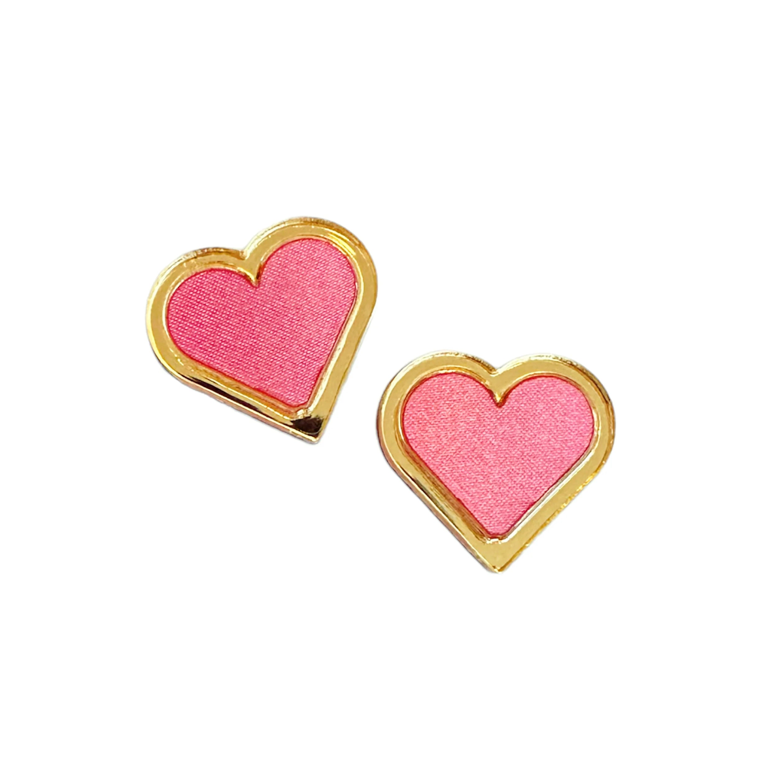 Pink Satin Heart Stud Earrings