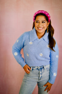 Zoe Blue Daisy Sweater