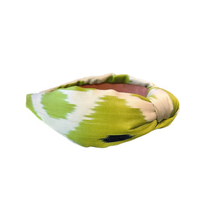 Lime Silk IKAT Print Knotted Headband