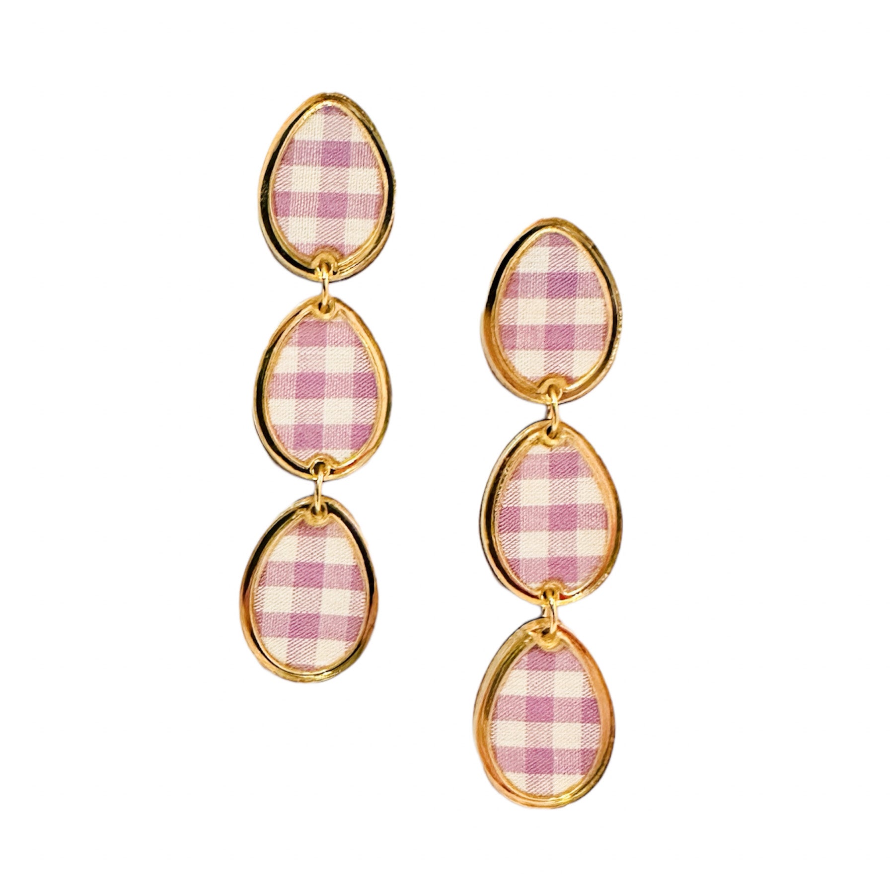 Sample Sale Lavender Gingham Triple Egg Studs