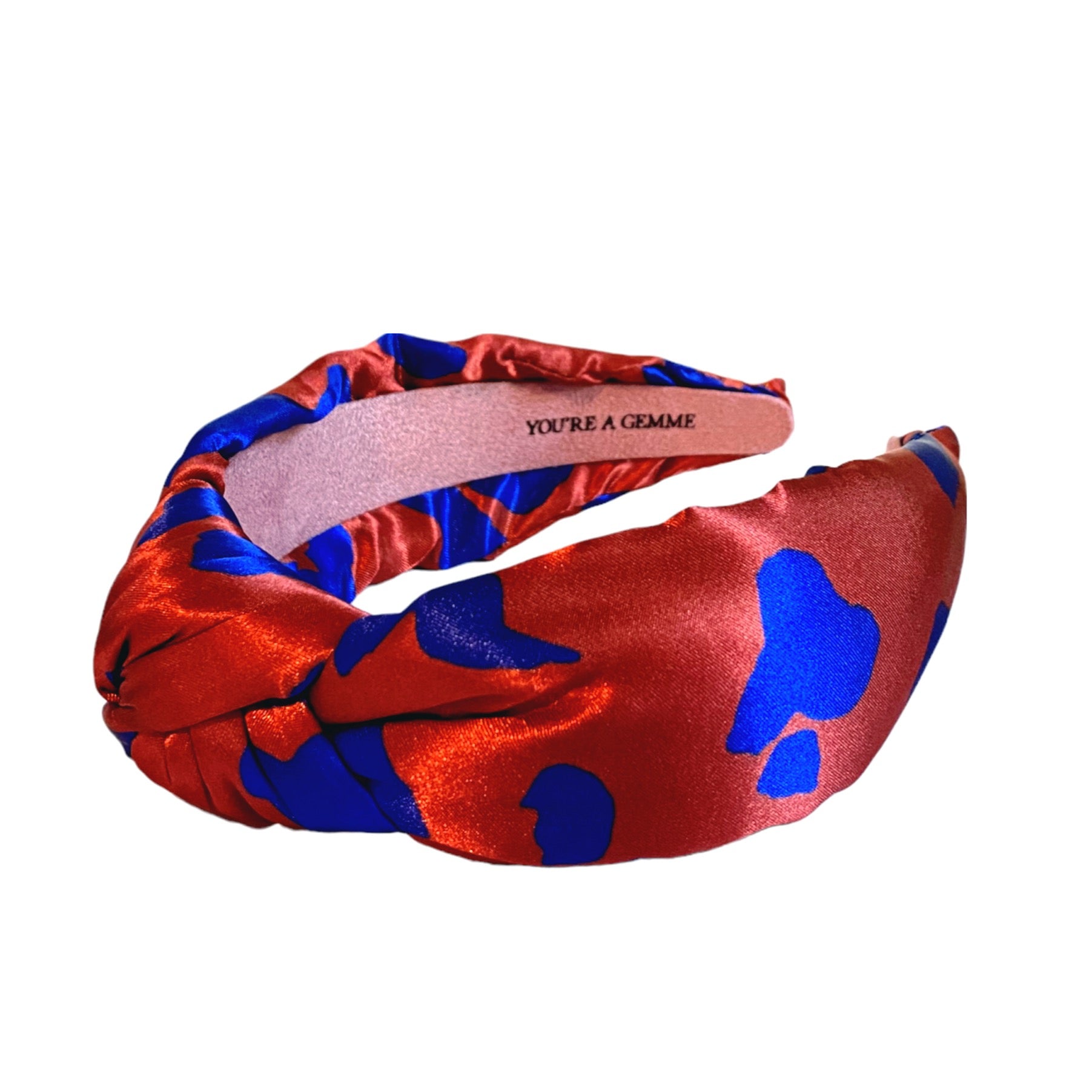 Blue & Brown Leopard Print Satin Knotted Headband