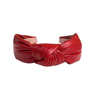 Red Faux Leather Topknot Headband