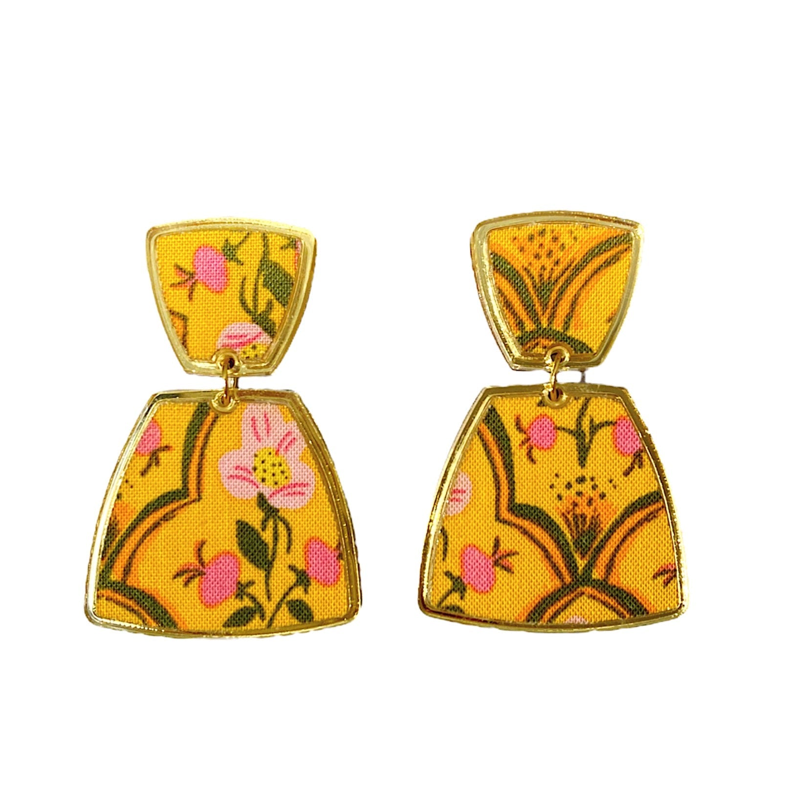 Sample Sale Andi Yellow Vintage Print Earrings