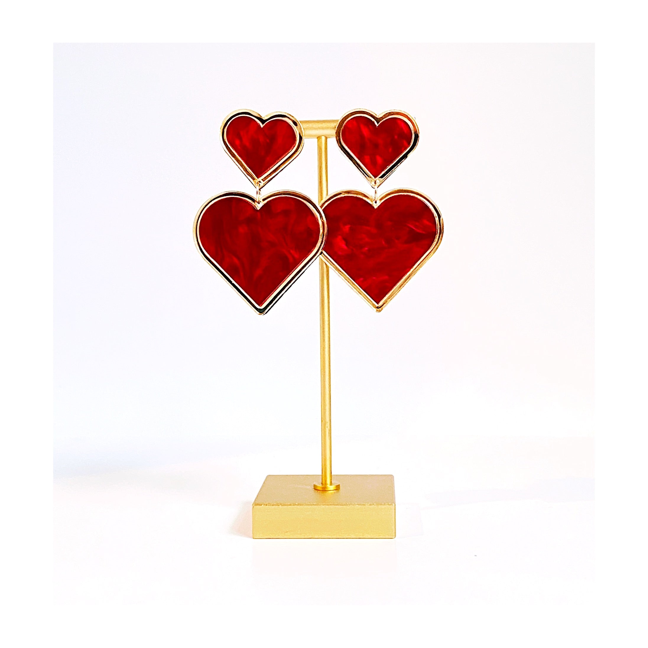 Ruby Red Heart Earrings