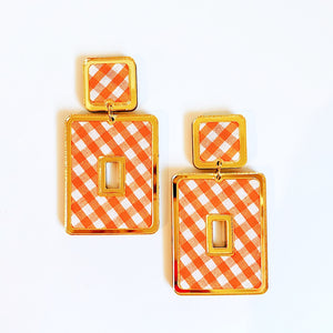 Gingham Rectangle Statement Earrings (More Colors)