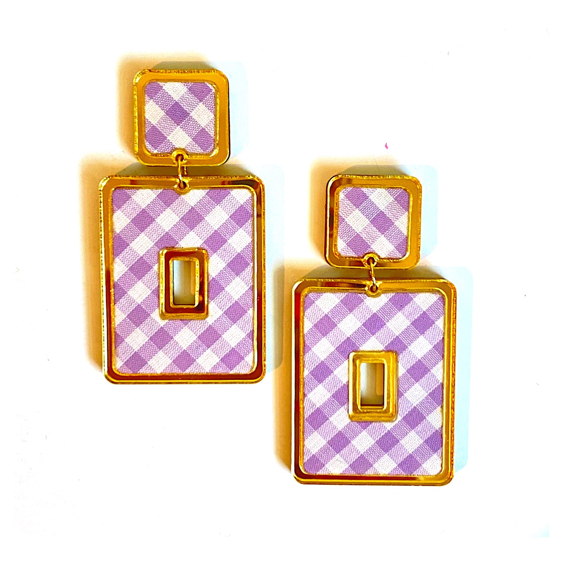 Gingham Rectangle Statement Earrings (More Colors)