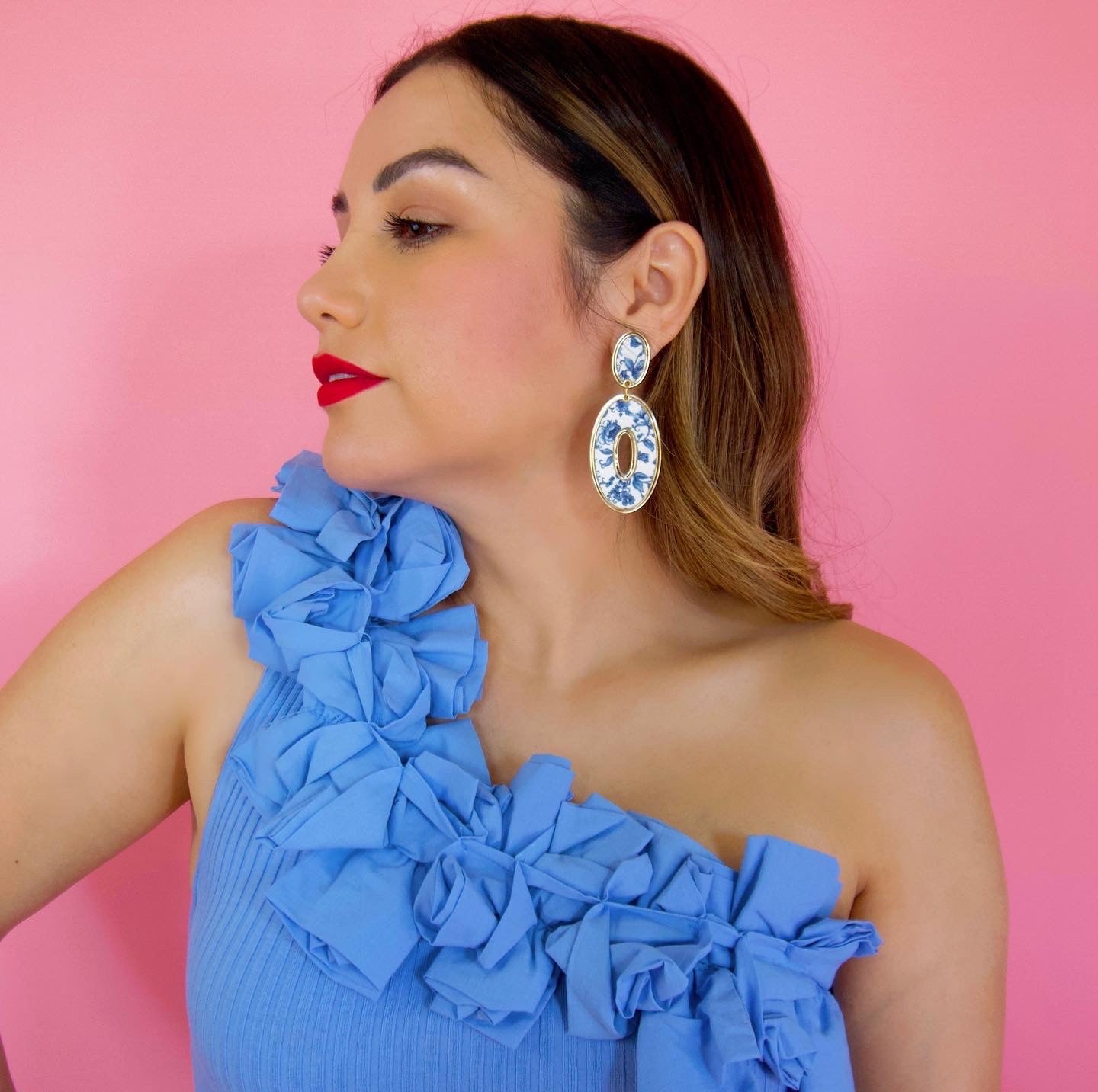 Sample Sale Piper Yellow Fall Floral Print Earrings
