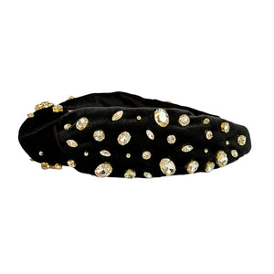 Emma Black Velvet Jeweled Headband