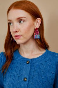 Pink and Blue Present Statement Dangles