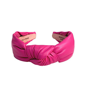 Pink Faux Leather Topknot Headband